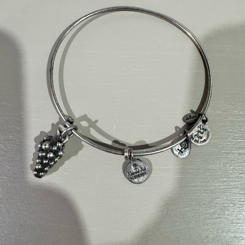 Alex and Ani silver grape bracelet